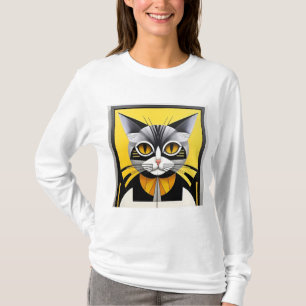 Abstract Geometric Stylized Cat T-Shirt