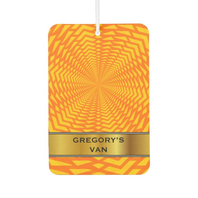 Abstract Geometric Sun-Like Pattern & Custom Name Air Freshener (Front)