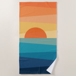 Abstract geometric sunrise beach towel