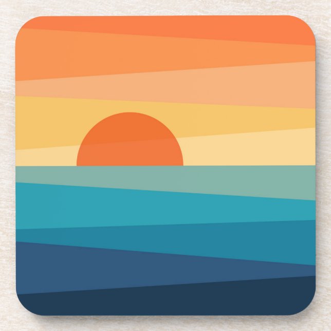 Abstract geometric sunrise coaster (Front)
