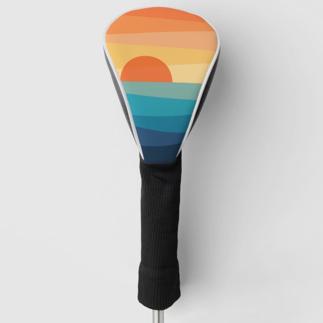 Abstract geometric sunrise golf head cover (Front)
