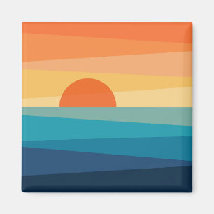 Abstract geometric sunrise magnet