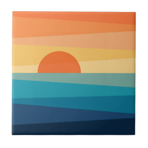 Abstract geometric sunrise tile