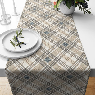 Abstract Geometric Table Runner in Natural Tones