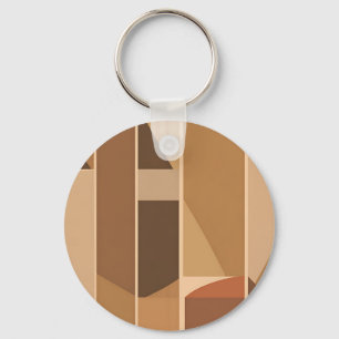 Abstract Geometric Terracotta Midcentury Modern Keychain