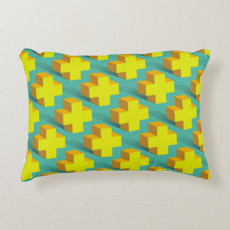Abstract geometric texture of yellow crosses on a  accent pillow