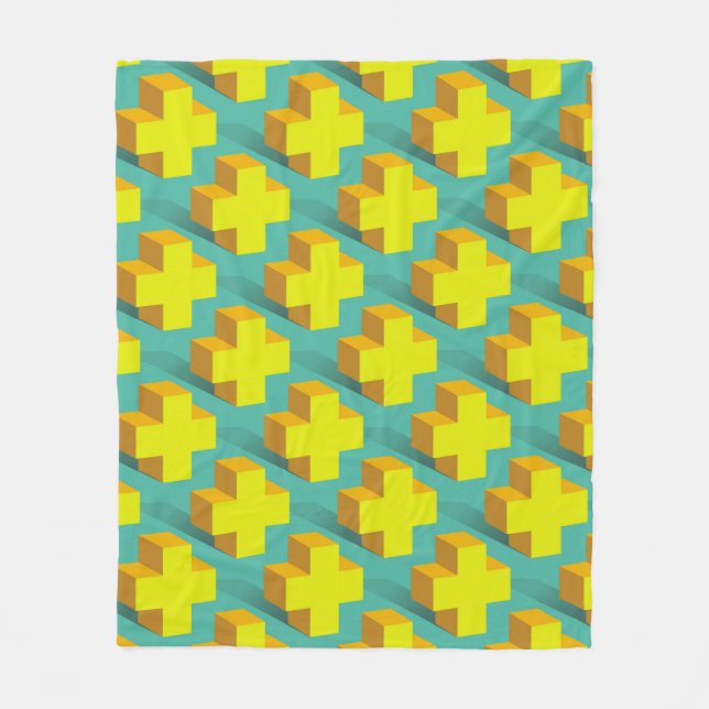 Abstract geometric texture of yellow crosses on a  fleece blanket (Front)