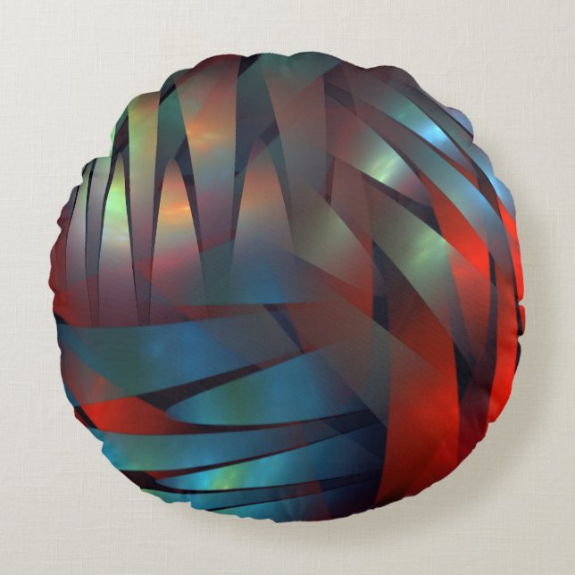 Abstract geometric textured decoration round pillow (Front)
