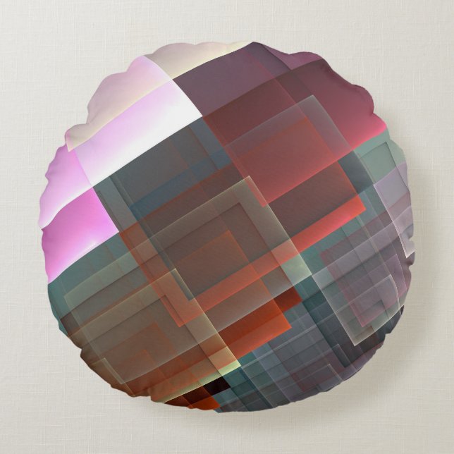 Abstract geometric textured decoration round pillow (Front)