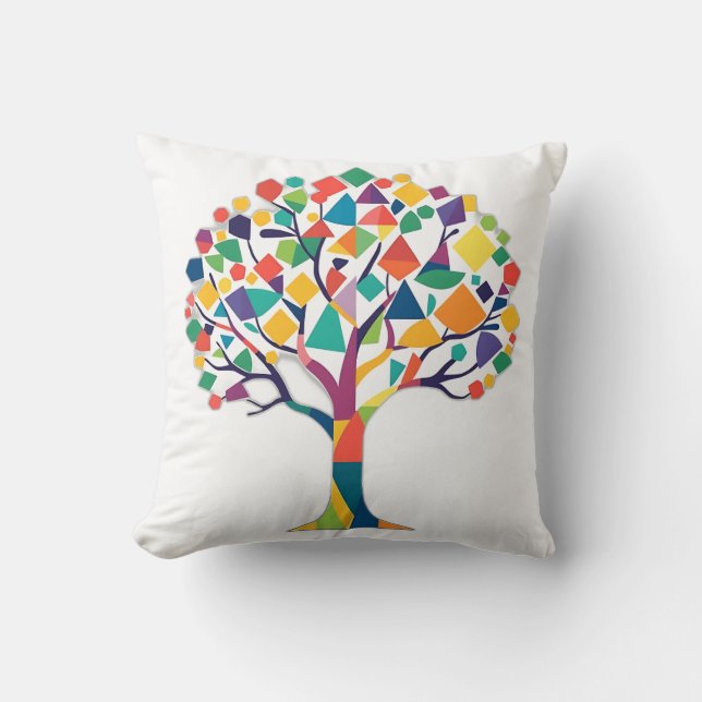 Abstract Geometric Tree Art Throw Pillow (Front)
