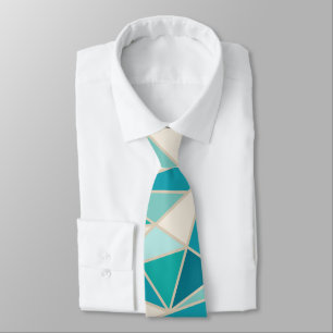 Abstract Geometric Triangles, Lagoon, Blue, Sand Tie