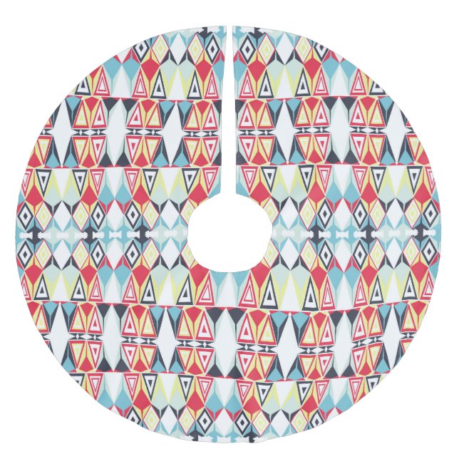 Abstract Geometric Tribal Line Pattern Brushed Polyester Tree Skirt (Front)