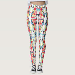 Abstract Geometric Tribal Line Pattern Leggings