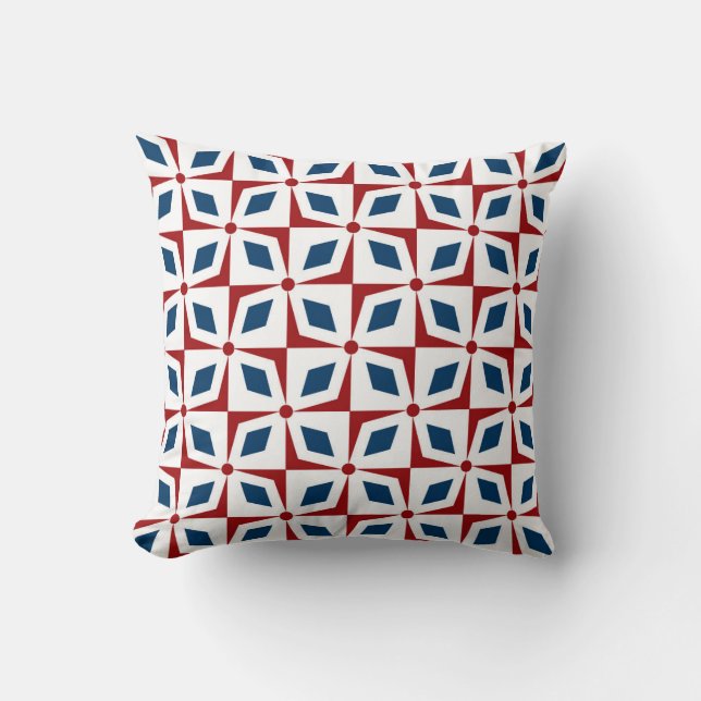 Abstract Geometric Tropical Flower Pattern Throw Pillow (Front)