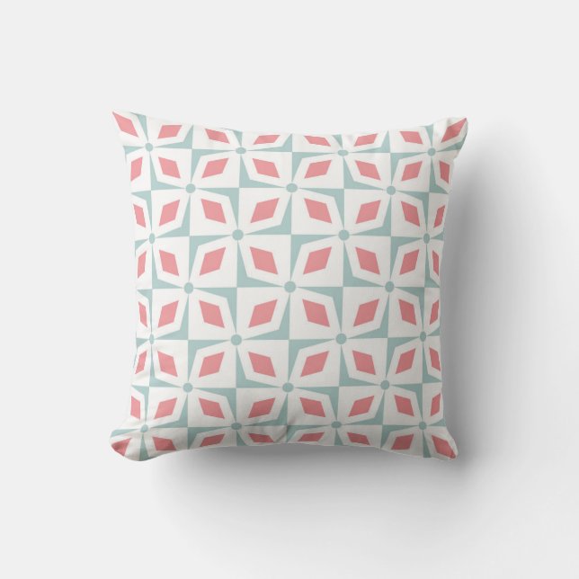 Abstract Geometric Tropical Flower Pattern Throw Pillow (Front)