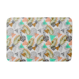Abstract Geometric Tropical Leaf Pattern Bath Mat