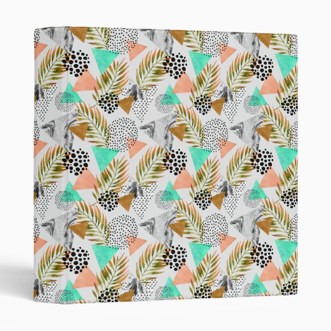 Abstract Geometric Tropical Leaf Pattern Binder (Front/Spine)