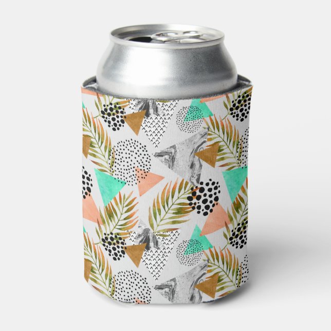 Abstract Geometric Tropical Leaf Pattern Can Cooler (Can Front)