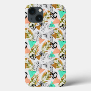Abstract Geometric Tropical Leaf Pattern iPhone 13 Case