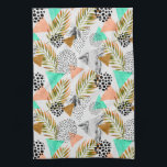 Abstract Geometric Tropical Leaf Pattern Kitchen Towel<br><div class="desc">Triangles with palm leaf and marble grunge textures. | © and ® Bigstock® - All Rights Reserved.</div>