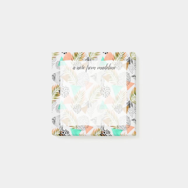 Abstract Geometric Tropical Leaf Pattern Post-it Notes (Front)