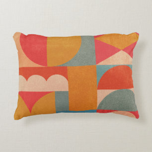 Abstract Geometric: Vintage Paper Texture Accent Pillow