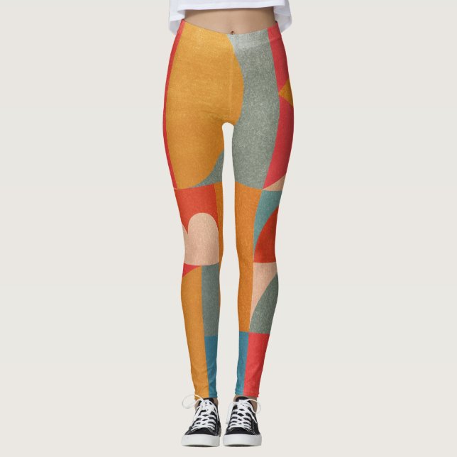 Abstract Geometric: Vintage Paper Texture Leggings (Front)
