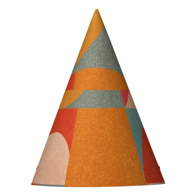 Abstract Geometric: Vintage Paper Texture Party Hat (Front)