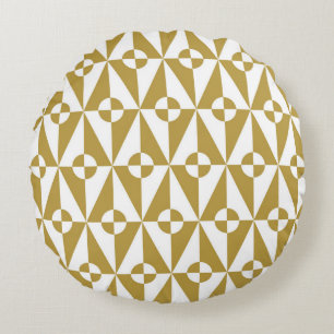 Abstract Geometric: Vintage Seamless Pattern Round Pillow