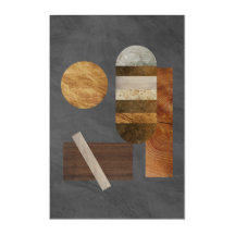Abstract Geometric Wall Art with Natural Textures 