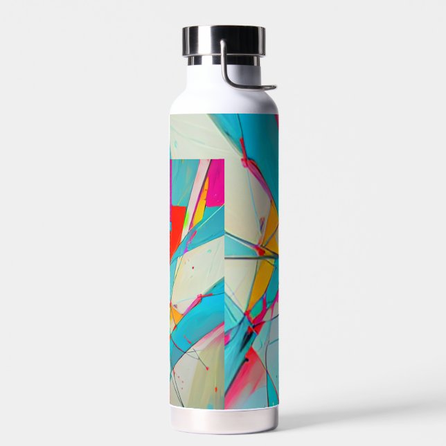 Abstract Geometric Water Bottle Art (Left)
