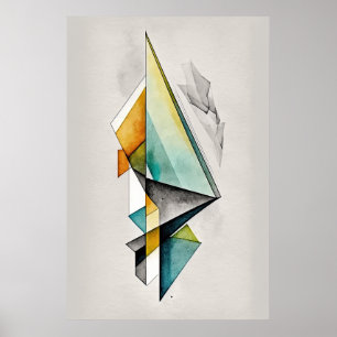 Abstract Geometric Watercolor Art Poster