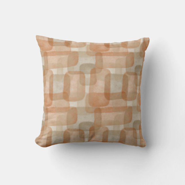 Abstract Geometric Watercolor, Rust, Brown Throw Pillow (Front)