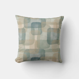 Abstract Geometric Watercolor, Teal, Olive, Beige Throw Pillow