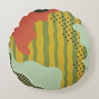 Abstract Geometric Waves Creative Background Round Pillow