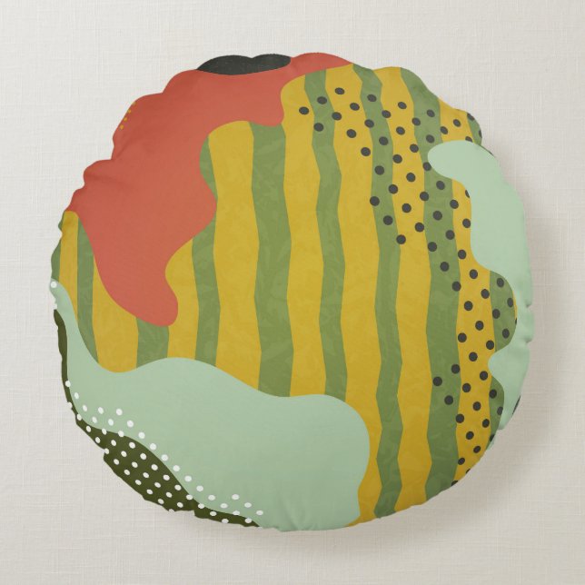 Abstract Geometric Waves Creative Background Round Pillow (Front)