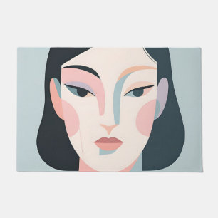 Abstract Geometric Woman Portrait Minimalist Doormat