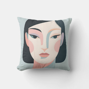 Abstract Geometric Woman Portrait Minimalist Throw Pillow