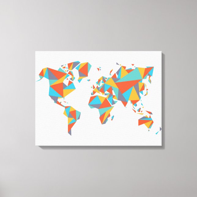Abstract Geometric World Map Canvas Print (Front)