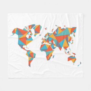 Abstract Geometric World Map Fleece Blanket