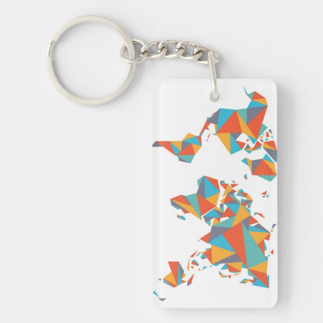 Abstract Geometric World Map Keychain (Front)