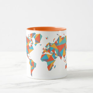 Abstract Geometric World Map Mug