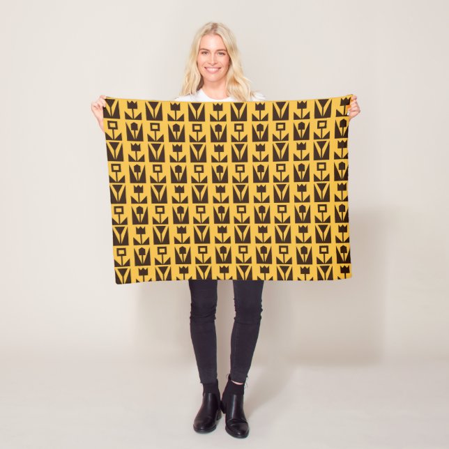 Abstract Geometric Yellow Floral Blanket (In Situ)