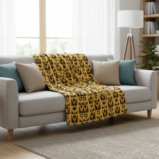 Abstract Geometric Yellow Floral Blanket (Creator Uploaded)