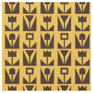 Abstract Geometric Yellow Floral Pattern Fabric