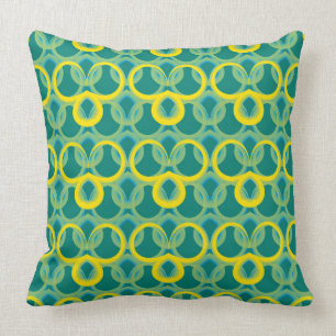 Abstract geometric yellow green pattern throw pillow