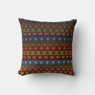 Abstract geometrical african moroccan navajo folk throw pillow