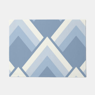 Abstract geometrical, blue and off white 2 doormat