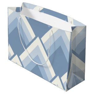 Abstract geometrical, blue and off white 2 large gift bag