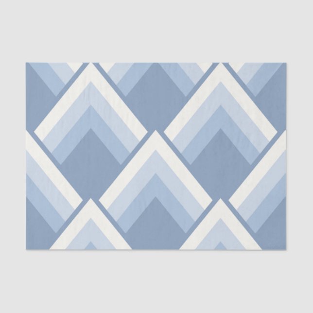 Abstract geometrical, blue and off white 2 tissue paper (Front)